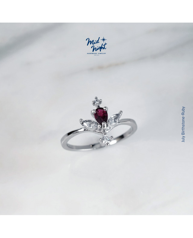 July Birthstone-Ruby Antique Droplet Ring